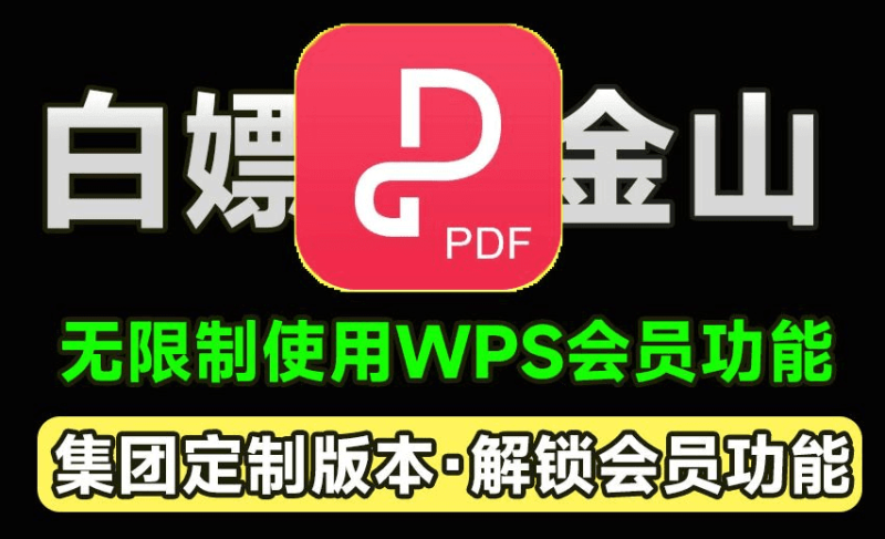 白嫖WPS会员功能！金山PDF专业版，xxx集团定制专业版，无限制免费使用会员功能，太香了-FreeDw资源库