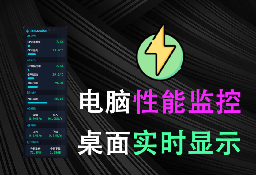【12.26】电脑性能实时显示！CPU/GPU使用率、温度，内存占用，磁盘读写速度，网速等等实时显示，电脑性能实时监控-FreeDw资源库