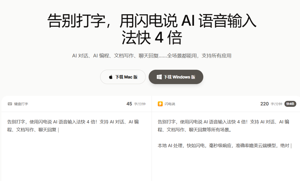 图片[3]-【12.7】打字2小时，说话5分钟！PC端语音输入法来了，说话AI秒转文字输入，效率爆表4倍，全场景都能用 闪电说-FreeDw资源库