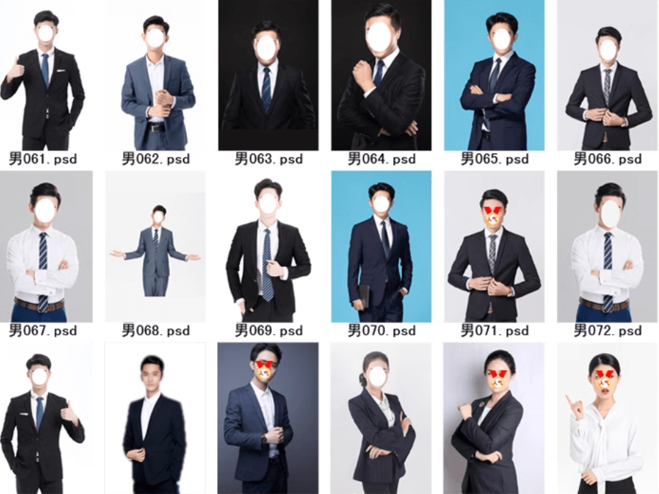 图片[2]-90套精选稀缺素材！男女士职业装形象照PSD素材模板，职业装形象照服装PS设计模板素材-FreeDw资源库