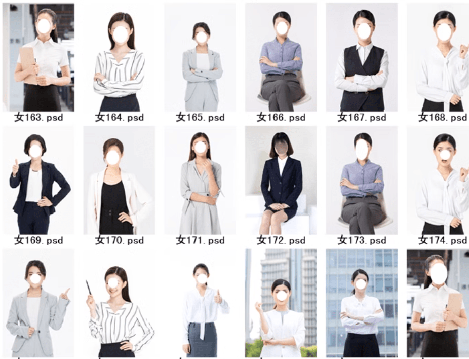 图片[3]-90套精选稀缺素材！男女士职业装形象照PSD素材模板，职业装形象照服装PS设计模板素材-FreeDw资源库